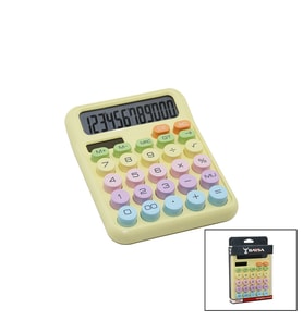 PİLLİ - GÜNEŞ ENERJİLİ DAKTİLO TUŞ MODEL=RENKLİ 12 HANELİ HESAP MAKİNESİ 16X12X2CM 162GR (4767)