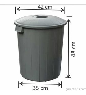 Garanti Metal 7485 Plastik Klasik Kapaklı Çöp Kovası (50 Litre)