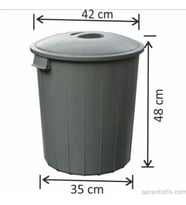 Garanti Metal 7485 Plastik Klasik Kapaklı Çöp Kovası (50 Litre)