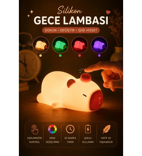 Silikon Kapibara Gece Lambası Dokunmatik Renk Değiştiren Şarjlı Dekoratif Kapibara Masa Lambası