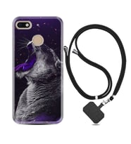 General Mobile GM8 Go GM9 GM20 Pro Plus Kılıf Boyun Askılı Silikon Purple Leopar 1750