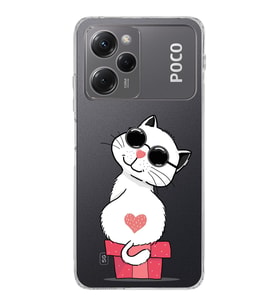Poco X5 Pro Uyumlu Kamera korumalı Kapak Coolcat Tasarımlı  Şeffaf Kılıf