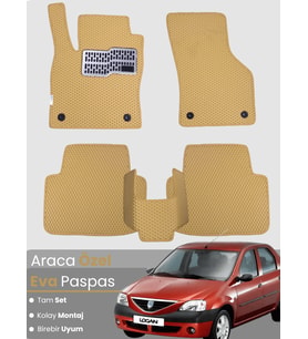 DACİA LOGAN (2004-2012) Uyumlu EVA Paspas Tam Set–Araca Özel,Su Geçirmez,Hızlı ve Kolay Montaj