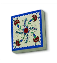 Türk Çini Deseni Karanfil Baskılı Doğaltaş  Magnet(KD-038)Buzdolabı Süsü
