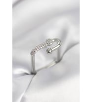 Gümüş Renk Zirkon Taşlı Tifani Model Kare Kadın Yüzük (Karışık)