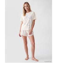 LCW DREAM Ekru Baskılı Kadın Şortlu Pijama Takımı