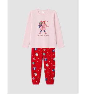 LCW Kids Pembe Yılbaşı Temalı Kız Çocuk Pijama Takım