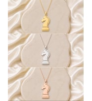 Kişiye Özel Satranç Taşı At Kolye 925K Gümüş (Rose)