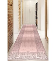 Dijital Baskılı Kaymaz Taban Yıkanabilir Modern Yolluk Ve Koridor Halısı NDU-HT-349 (Pembe)