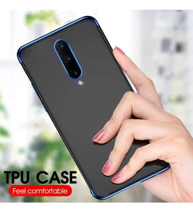 Oppo RX17 Pro Köşeleri Renkli Şeffaf Kamera Korumalı Kılıf (Gri)
