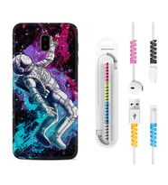 Samsung J6 Plus J7 Prime J7 Pro M20 Kılıf Kablo Koruma Spiral Silikon Astronot Signs 1753