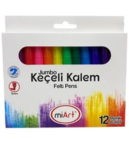 MİART MJKK12 5MM YIKANABİLİR JUMBO KEÇELİ KALEM 12'li (12 RENK) KARTON KUTU