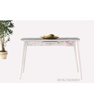 Ortadan Açılabilir Mdf  Yemek Masası, Mutfak Masası ( 80x130 CM ) (Beyaz-Gri)