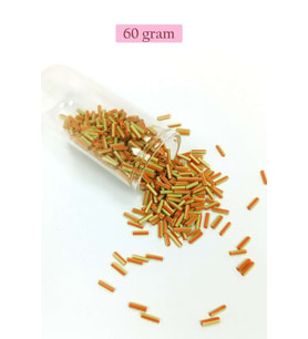 Uzun Boru Kesme Boncuk Çap 2mm Uzunluk 10 mm - 60 Gram - Yeşil Turuncu - BNC300
