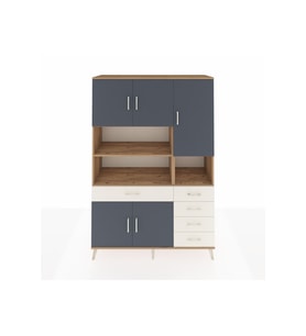 Hyperion Dolap 9 Raflı 5 Çekmeceli 5 Kapaklı 132x44x195 Çam-Antrasit/Aytaşı
