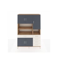 Hyperion Dolap 9 Raflı 5 Çekmeceli 5 Kapaklı 132x44x195 Çam-Antrasit/Aytaşı