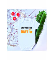 Unisex Bebek Baskılı Aynı Dayısı %100 Pamuklu Çıtçıtlı Body Zıbın