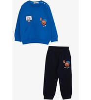 Breeze Erkek Bebek Eşofman Takımı Baskılı 9 Ay-3 Yaş, Saks Mavisi