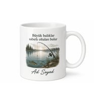Balık Tutmayı Seven İçin Kişiye Özel İsimli Baskılı Kupa Bardak Hobi Hediyesi