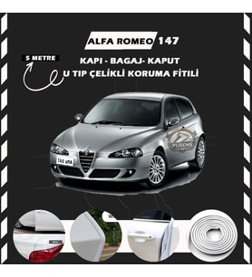 Alfa Romeo 147 Oto Araç Kapı Koruma Fitili 5metre Parlak Beyaz Renk