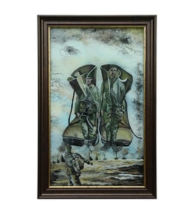 e38 EL İŞÇİLİĞİ  CAM BOYAMA TABLO 37x57 CM - 6328