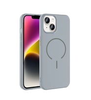 Apple iPhone 13 Uyumlu Kılıf M-safe Şarj Özellikli Zore Meta Kapak (Gri-Gri)