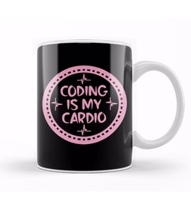 Coding Is My Cardio Fitness Gym Workout Mens  s 02 Kupa Bardak Porselen
