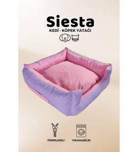 XPERMATE Yuvi Kedi Yatağı ve Köpek Yatağı  Tüy Tutmaz Kumaş,Su İtici Kumaş, 55x60x23 (Lila - Pembe)