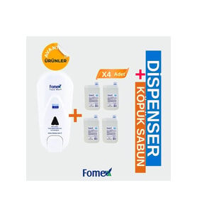 Fomex F210 Köpük Sabun Aparatı Beyaz 1000 ML +F116 Köpük Sabun 1000 ml Standart 4 Adet