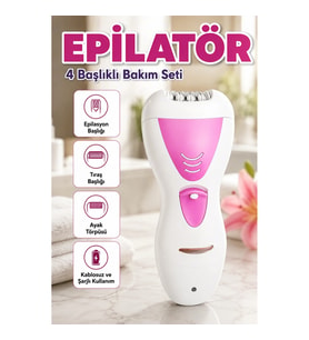 HK-7600 Şarjlı Epilasyon Cihazı 4 Başlıklı Kişisel Bakım Seti