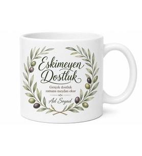 İsme Özel Eskimeyen Dostluk Yazılı Kupa Bardak Arkadaşa Hediye
