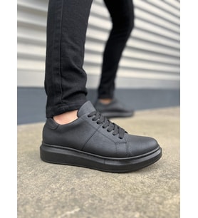 JY151 Boost Bağcıklı Cilt Erkek Günlük Sneaker Ayakkabı CST - Siyah