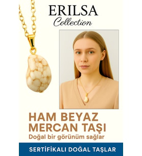 Sertifikalı Altın Renkli Ham Beyaz Mercan Taşı Kolye – Saflık, Huzur ve Spiritüel Koruma (Çok Renkli)
