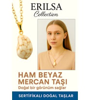 Sertifikalı Altın Renkli Ham Beyaz Mercan Taşı Kolye – Saflık, Huzur ve Spiritüel Koruma (Çok Renkli)