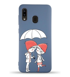 Samsung Galaxy A20e Uyumlu Lansman Kılıf Aşk Tasarımlı İçi Kadife Kapak-Petrol Mavisi (Şeffaf)