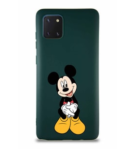 Samsung Galaxy Note 10 Lite Soft Premier Kapak Mickey Mouse-A Tasarımlı Silikon Kılıf - Yeşil (Şeffaf)
