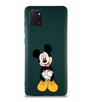 Samsung Galaxy Note 10 Lite Soft Premier Kapak Mickey Mouse-A Tasarımlı Silikon Kılıf - Yeşil (Şeffaf)
