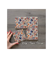BİLGE tasarım Stone Decor Taş Bardak Altlığı 4'lü Set 10x10x1 Cm desenli