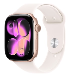 Apple Watch Series 11 Gps, 46 mm Roze altın Rengi Alüminyum kasa ve Bulut pembesi Spor kordon - m/l