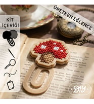 Etamina Mantar Figürlü Kanaviçe Kitap Ayracı Kiti