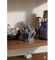 Buz Kristali 3'lü Mum - Mumelia Candles Doğal Soya, El Yapımı, Dekoratif - Gri