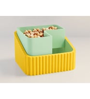 3D Baskı Fıstık Kasesi - Çift Hazneli Kabuk Ayırıcı Sunum Kasesi - Sarı Mint