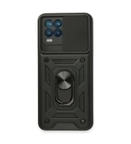 Realme 8 Kılıf Pars Lens Yüzüklü Silikon - Siyah