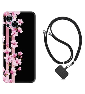 Reeder S23 Max Pro Kılıf Resimli Boyun Askılı İpli Desenli Silikon Pink Flowers 3 1393
