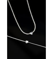 Papatya Silver 925 Ayar Gümüş Zirkon Taşlı Su Yolu,Tek Taş Kalp Kolye Ve Bileklik Set (Rodyum)