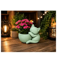 Alvera Sarılan Kedi Saksı – 3D Baskı Sevimli Dekoratif Saksı - Mint