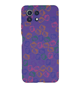 Xiaomi Mi 11 Lite Uyumlu Lansman Kılıf Hello Kitty Tasarımlı İçi Kadife Kapak-Mor (Şeffaf)