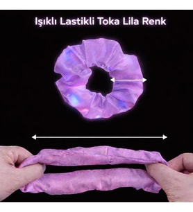 Lila Mor Renk Led Işıklı Lastikli Saç Tokası - 3 Modlu Festival Parti Saç Tokası