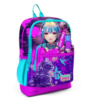 Coral High Dört Bölmeli Mor Pembe Anime Kedi Desenli İlkokul Sırt Çantası - Kız Çocuk