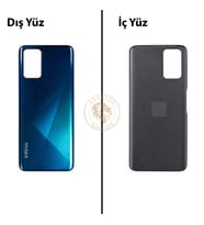 Infinix Note 8 Mavi Uyumlu Arka Kapak Arka Cam Batarya Pil Kapağı Lazer Kesim Back Cover